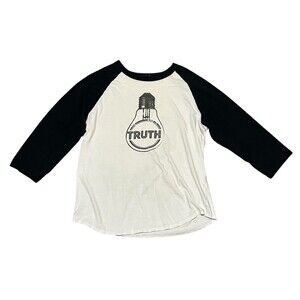Retro Raglan Truth Lightbulb Graphic Sport Tek Black & White Shirt 3/4 Men’s M
